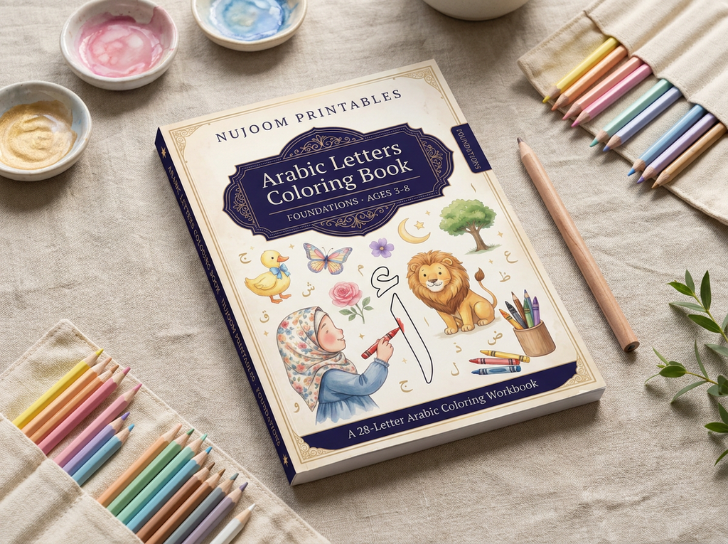 PDF · Arabic Letters Coloring Book | 38-Page Premium Printable Workbook for Kids Ages 3-8 | Watercolour