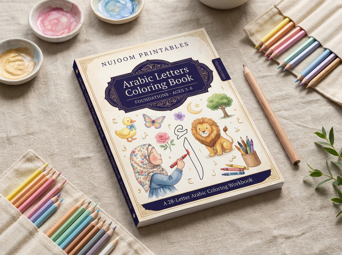 PDF · Arabic Letters Coloring Book | 38-Page Premium Printable Workbook for Kids Ages 3-8 | Watercolour
