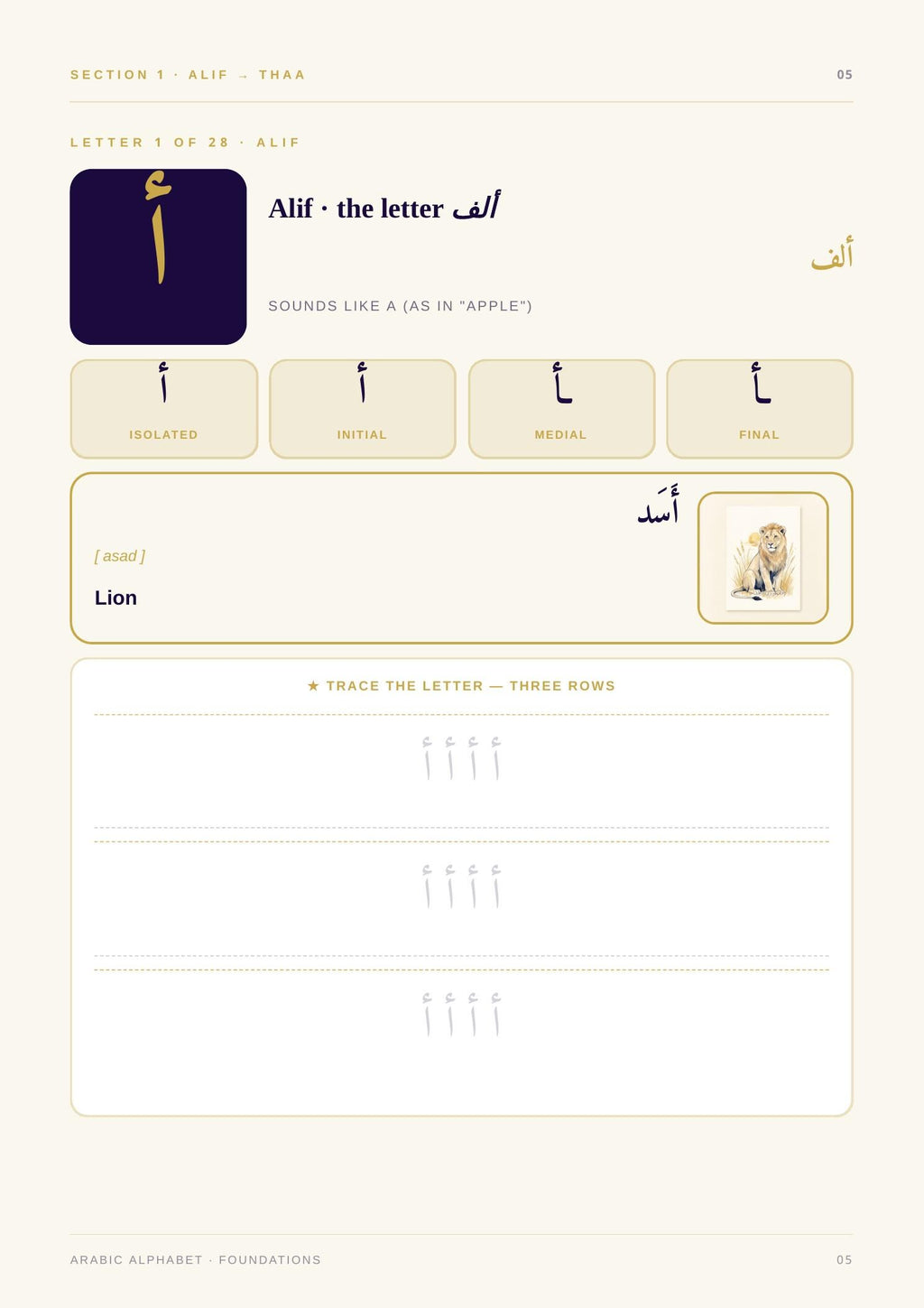 Arabic Alphabet Tracing & Vocab — Foundations