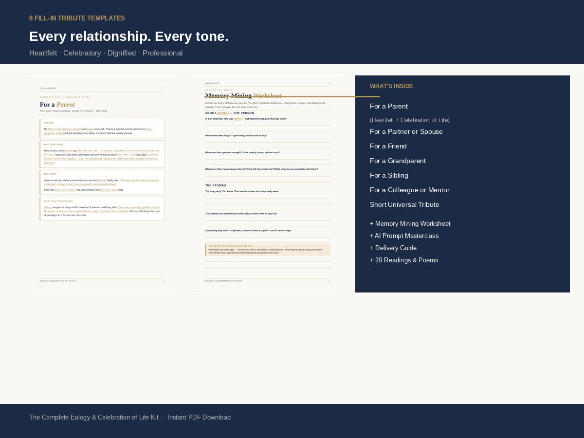 Eulogy & Celebration of Life Kit - listing-2-templates