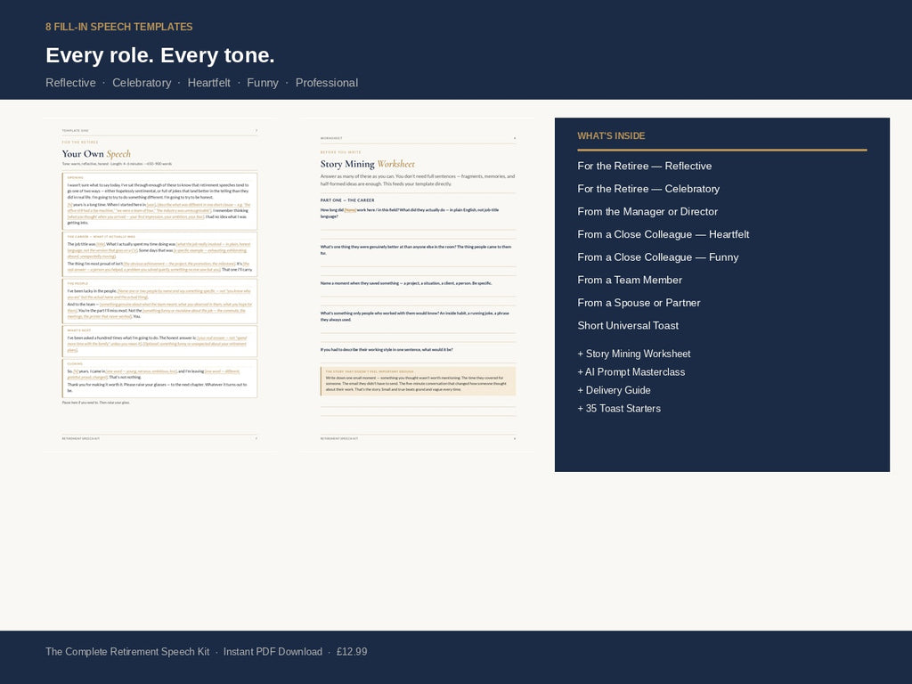 Retirement Speech Kit - listing-2-templates