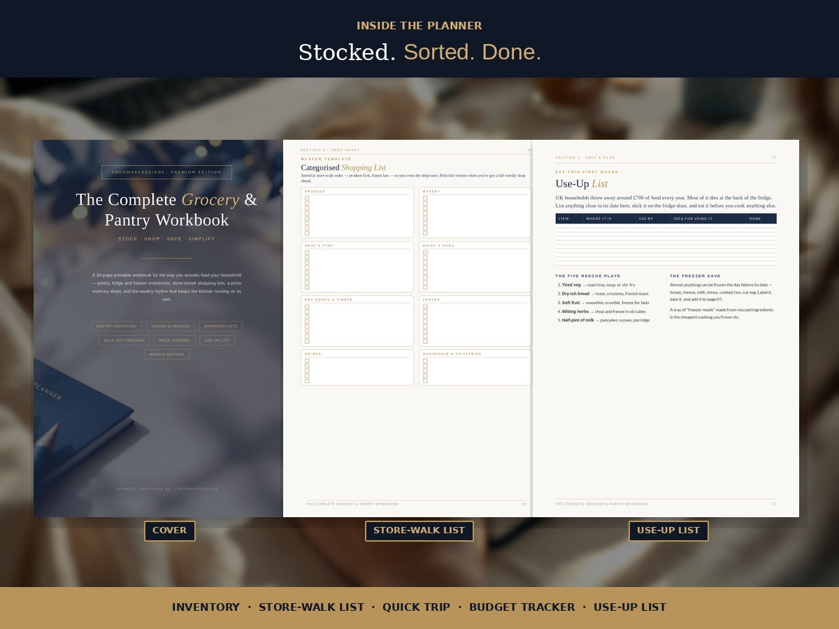 PDF · The Pantry Workbook | 20-Page Pantry, Fridge and Freezer Inventory, Store-Walk Shopping List, Budget Tracker | PDF Download