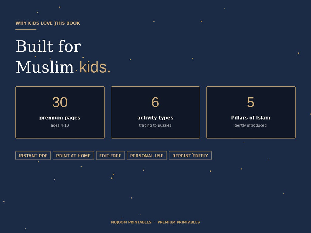 PDF · Islamic Activity Book for Kids Vol 1 | 36 Pages: Five Pillars, Phrase Tracing, Colouring, Mazes and Puzzles | PDF Download