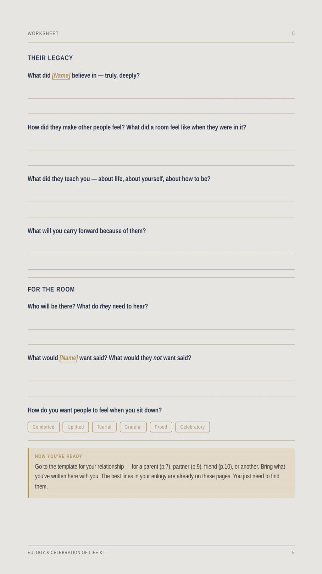 Eulogy & Celebration of Life — product preview
