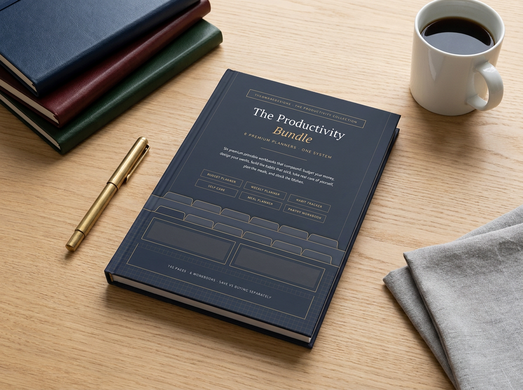 PDF · The Productivity Bundle | 6 Premium PDF Planners | Budget, Weekly, Habit, Self Care, Meal and Pantry Workbook | Instant Download
